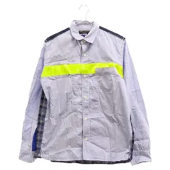 JUNYA WATANABE COMME des GARCONS (ジュンヤワタナベ コムデギャルソン) チェック&ストライプ柄 長袖シャツ WB-B008 ブルーのサムネイル