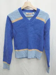 ◇ ⊇ MARNI × UNIQLO ユニクロ 長袖 ニット セーター サイズL ブルー レディース P  【1409250006784】