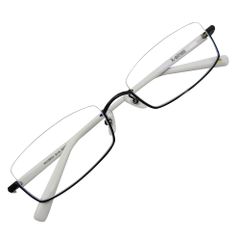 [k－eines] 老眼鏡 スクエア アンダーリム 軽い 掛けやすい シニアグラス 軽量 非球面 ブルーライトカット 12003 (ブラック/ホワイト +2.00)