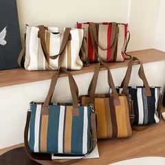 トートバッグ カバン 帆布バッグ 大容量 トートバッグ 斜めがけ ショルダーバッグ キャンバストートストライプ柄 キャンバス 帆布 トートバッグ バッグ 軽い 鞄 マザーズバッグ 大容量 大きめ 大