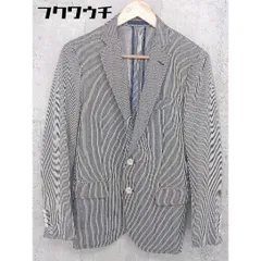 ◇ m.f.editorial ストライプ 2B シングル 長袖 テーラードジャケット サイズS ホワイト系 ネイビー系 メンズ 【中古】 【1002801948788】