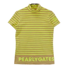 サイズ：0 PEARLY GATES パーリーゲイツ  モックネック 半袖 Tシャツ ボーダー柄 イエロー系 [240101255575]# ゴルフウェア レディース ストスト