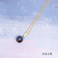 NO.80　クリスタルパール【ナイトブルー/10mm】1粒ネックレス
