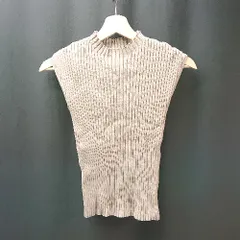 ◇ SAISON DE PAPILLON セゾンドパピヨン ハイネック ノースリーブ リブ シンプル ニット サイズM ブラウン レディース E  【1310050044312】