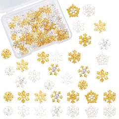 アクセサリーパーツ イヤリング ネックレス レジンパーツ レジン封入 メタルネイルパーツ 雪花メタルレジン封入 ネイルパーツ 雪の結晶メタルパーツ 雪の結晶レジン封入 88個7種類 OLYCRAFT