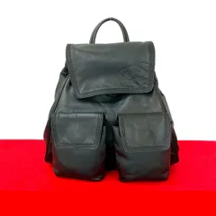 極 美品 LOEWE ロエベ ヴィンテージ アナグラム ロゴ ナッパ レザー 本革 巾着 リュックサック デイパック バックパック ブラック 黒 82673