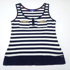バーバリー ブルーレーベル ボーダー タンクトップ 胸ポケット ネイビー 38サイズ Burberry