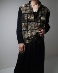 leopard × tiger pattern stand collar zip-up blouson レオパード × 虎柄 切替 ジップアップ スタンドカラー ブルゾン ジャケット 90s