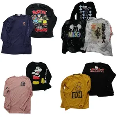 古着卸 まとめ売り キャラクター 長袖Tシャツ 9枚セット (メンズ S /M ) ミッキー ティガー ハローキティ ポパイ 中古 古着 NC0463