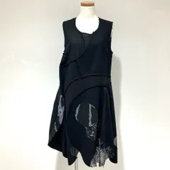 JN-O026 ジュンヤワタナベ コムデギャルソン JUNYA WATANABE COMME des GARCONS 多素材丸型モチーフ パッチワークワンピース 黒 Sサイズ 2014年A/W