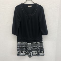 【anyFAM】エニィファム　黒系　2　ワンピース　長袖　バルーンスリーブ　カジュアル　レディース