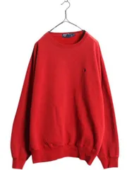 【お得なクーポン配布中!】 90s ポロ ラルフローレン ワンポイント スウェット メンズ L 古着 90年代 オールド 裏起毛 トレーナー クルーネック ヘビーウェイト レッド