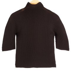 【me ISSEY MIYAKE】ミー イッセイミヤケ 半袖ブラウス カットソー MI13FK431 プリーツ ダークブラウン レディース フリーサイズ 【中古品】 USED-B 【9356】