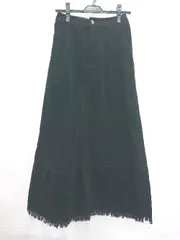 ◇ ⊇ un dix cors アンディコール フリンジ コーデュロイ ロング丈 フレア スカート サイズF ブラック系 レディース E  【1508060011176】