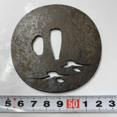 鉄鍔 三つ巴 家紋 金象嵌 金彩 刀装具 時代物 レトロ アンティーク 鉄鍔 三つ巴 家紋 金象嵌 金彩 刀装具 時代物 レトロ