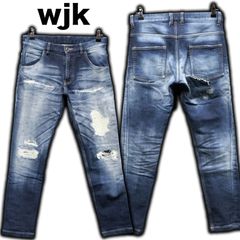 wjk tight knit-denim RP 5823 dj08 リペア加工 タイトニットデニム ストレッチ スウェットデニム Mサイズ/約79cm ジョガーパンツ