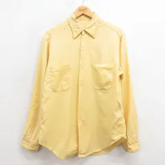 XL/古着 長袖 ビンテージ ウール シャツ メンズ 70s 黄 イエロー 25oct02 中古 トップス