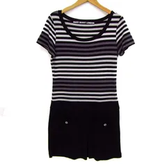 マリークヮントロンドン ワンピース トップス 半袖 ボーダー柄 レディース Mサイズ 黒×グレー×白 MARY QUANT LONDON 【中古】