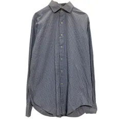 POLO RALPH LAUREN 長袖 チェックシャツ M 程 ブルー系 ラルフローレン クラシックフィット 古着卸 アメリカ仕入 a703-6332