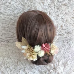 ヘッドドレス 髪飾り＊結婚式 成人式 卒業式 和装 打掛 振袖 袴~シルバーデージー リーフ~サーモンピンクピンクグリーン パープル 緑 紫 16本