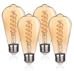 おしゃれ！ ST58 LEDフィラメント電球 口金E26 2500K電球色 4W(40W相当) 4個入 PSE 取得