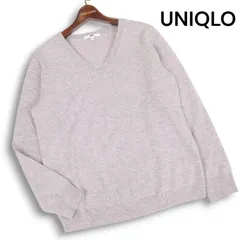UNIQLO ユニクロ 秋冬 高級 カシミヤ100%♪ Vネック セーター ニット Sz.XL レディース グレー 大きいサイズ