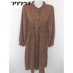 ◇ OLIVE des OLIVE オリーブ デ オリーブ 花柄 長袖 膝下丈 ワンピース サイズF ブラウン マルチ レディース  【1108240000220】
