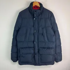 TOMMY HILFIGER トミーヒルフィガー ダウンジャケット ダウンコート ハーフコート ネイビー ロゴ メンズ Sサイズ 古着 ストリート