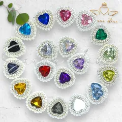 dd パール & ビジュー シルバー ハート ストーン 27mm 2個 センターパーツ