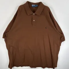 古着 90's/90年代 ポロバイラルフローレン Polo by Ralph Lauren 鹿の子 半袖 ポロシャツ ワンポイント ロゴ 刺繍 大きいサイズ 2ボタン 4XB  ブラウン 無地 メンズ