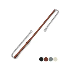 [masamilk] チェーンストラップ 牛革 ショルダーベルト チェーンバッグ用 ショルダーストラップ 細め 交換 単品 (ブラウン×シルバー) [ブラウン/シルバー]