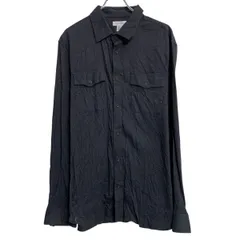 Calvin Klein 長袖 無地シャツ XL チャコールグレー カルバンクライン ボタン ビッグサイズ 胸ポケット 古着卸 アメリカ仕入 a701-5829