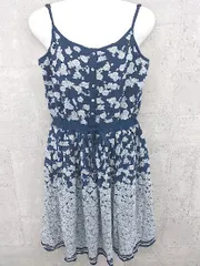 ◇ Simplicite シンプリシテェ 膝下丈 キャミソール ワンピース ネイビー ホワイト * 1002800020348 【中古】 【1002800020348】