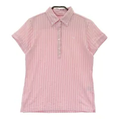 サイズ：0 MASTER BUNNY EDITION マスターバニーエディション  半袖ポロシャツ ボタンダウン ストライプ柄 ピンク系 [240101384468]# ゴルフウェア レディース ストスト
