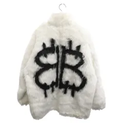 BALENCIAGA (バレンシアガ) 22AW Back BB Fur Coat Jacket 721789 TNQ30 バックBBファーコートジャケット バックロゴプリント ホワイトのサムネイル