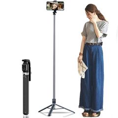 【人気商品】三脚 自撮り棒 iphone 卓上三脚・ミニ三脚 スマホスタンド【設計強化180cm撮影】 150cm以上 セルカ棒 360°回転 軽量 卓上 スマホ 360°回転 持ち運び便利 Web会議 撮影 映画放送 旅行 Android スマホ等対応 【日