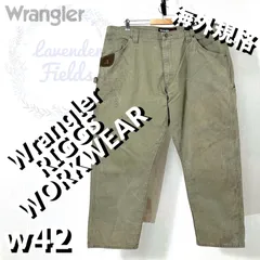 ラングラーペインターパンツリップストップWrangler大きいサイズパッチロゴw42カーキアメリカ古着
