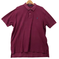 Polo Ralph Lauren/ポロラルフローレン ポニー刺繡 半袖 ポロシャツ ワンポイント刺繡 オーバーサイズ ビッグシルエット Vietnam製 メンズ XL レッドパープル/ワインレッド