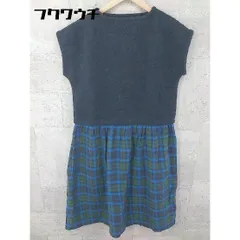 ◇ chambre de charme チェック ニット 切替 ノースリーブ 膝下丈 ワンピース サイズF ネイビー グリーン レディース 【中古】 【1002802556210】のサムネイル