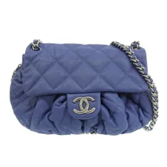 シャネル CHANEL アラウンドチェーンショルダー ショルダーバッグ ココマーク ラムスキン ブルー レディース 15番台