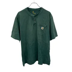 carhartt 半袖 ロゴTシャツ XL グリーン プルオーバー ヘンリーネック ポケット付き カーハート 古着卸 アメリカ仕入 a705-5493