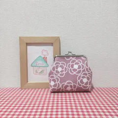 がま口(北欧風＊くるくるミニフラワー＊ピンク)