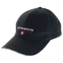 VETEMENTS (ヴェトモン) 18SS HAUTE COUTURE CAP オートクチュールキャップ ベースボールキャップ 帽子 刺繍ロゴキャップ ブラック WSS18AC16