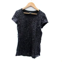 ダナキャランニューヨーク DKNY Tシャツ カットソー ラウンドネック 半袖 スパンコール XP XS チャコールグレー /HO1のサムネイル