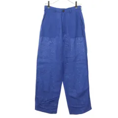 美品 SLOBE IENA スローブイエナ リネンパンツ 38 ブルー レディース 古着