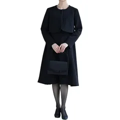 [アウニイ] セレモニースーツ ママ レディース ブラック フォーマル 2点 セット 卒業式 入学式 40代 母 フォーマルスーツ ワンピース スーツ ジャケット 結婚式 行事 122522 (BLK S)