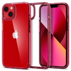 【在庫処分】Spigen iPhone13 ケース クリア TPU バンパーケース 2重構造 米軍MIL規格取得 耐衝撃 すり傷防止 黄ばみ無し ワイヤレス充電対応 ウルトラ・ハイブリッド ACS03524 (レッド・クリスタル)