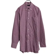TOMMY HILFIGER 長袖 チェックシャツ トミーヒルフィガー M ボルドー ボタンダウン ポケット 古着卸 アメリカ仕入 a701-7533