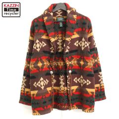 90s vintage RALPH LAUREN ネイティブ柄 ショールカラー ウール ニットカーディガン メンズ 表記Sサイズ