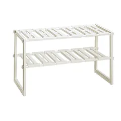 Belca(ベルカ) 日本製 キッチン収納 シンク下フリーラック 伸縮タイプ 幅50~75×奥行30.3×高さ39.8cm ホワイト シンク下収納 2段 棚 VR-EXT